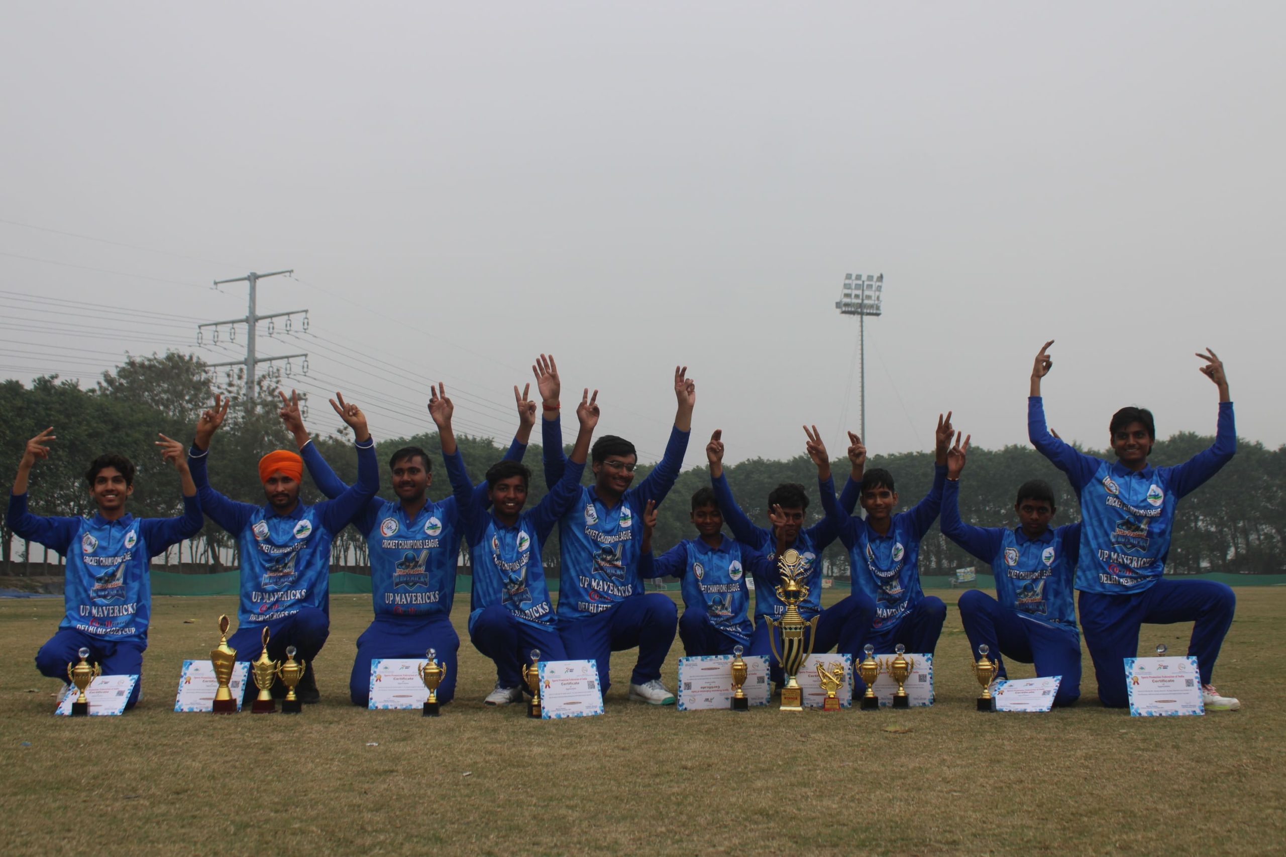 Team group photo with trophy