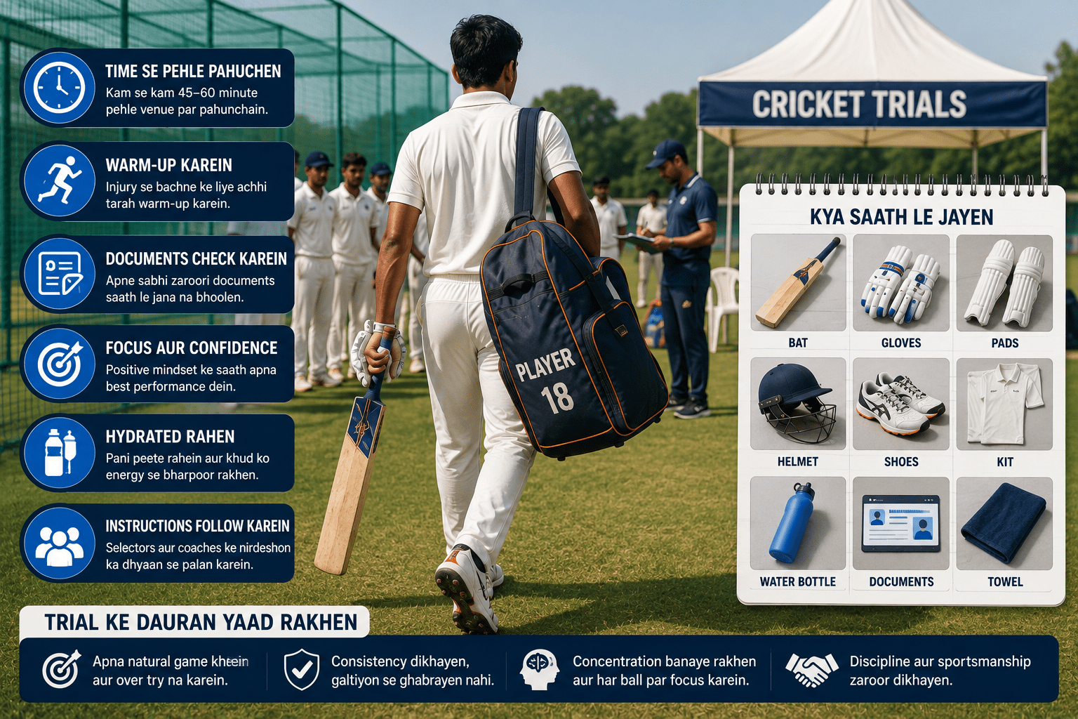 Cricket Trial Ke Din Kya Karein